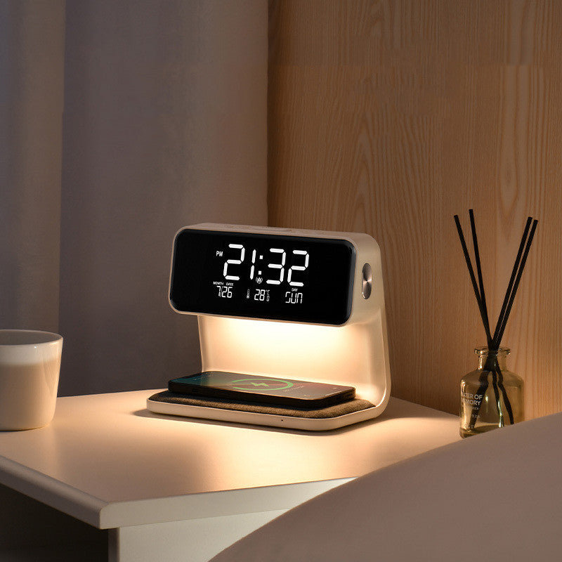 3 In 1 Bedside Lamp Wireless Charging LCD Screen Alarm Clock