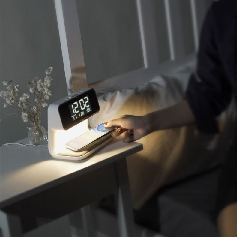 3 In 1 Bedside Lamp Wireless Charging LCD Screen Alarm Clock