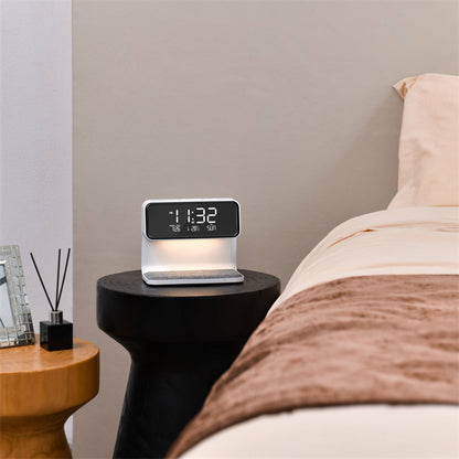 3 In 1 Bedside Lamp Wireless Charging LCD Screen Alarm Clock