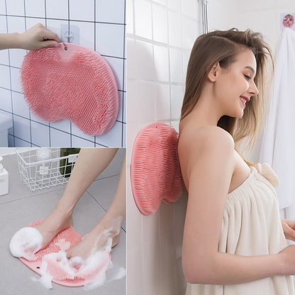 Non-slip Bath Mat Back Massage Brush Silicone Suction Cup