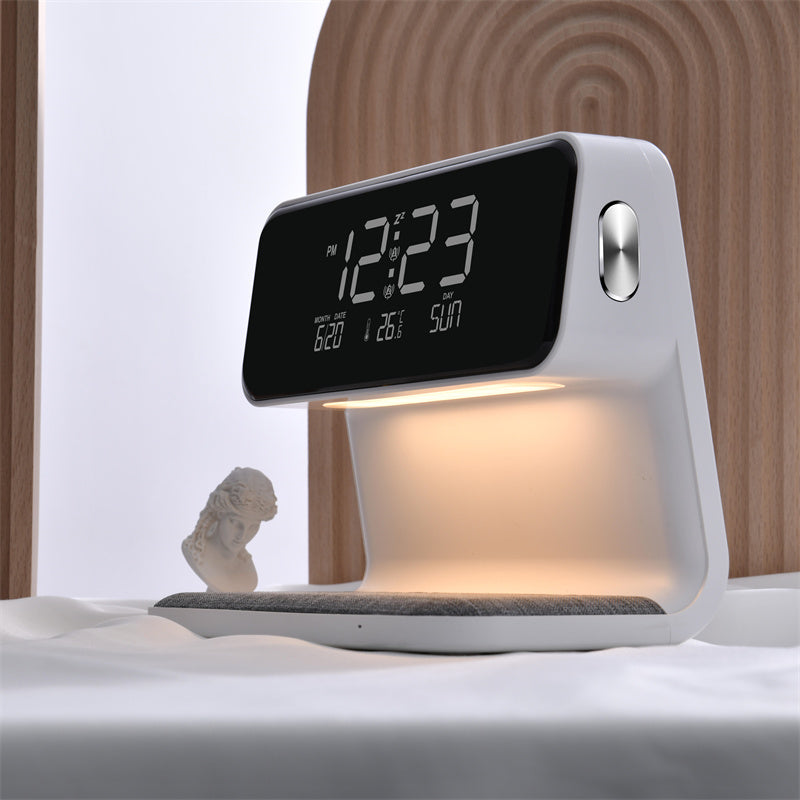 3 In 1 Bedside Lamp Wireless Charging LCD Screen Alarm Clock