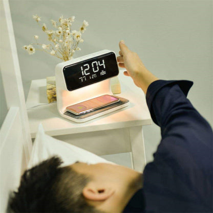 3 In 1 Bedside Lamp Wireless Charging LCD Screen Alarm Clock