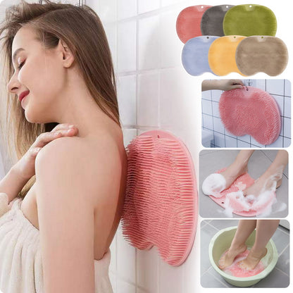 Non-slip Bath Mat Back Massage Brush Silicone Suction Cup