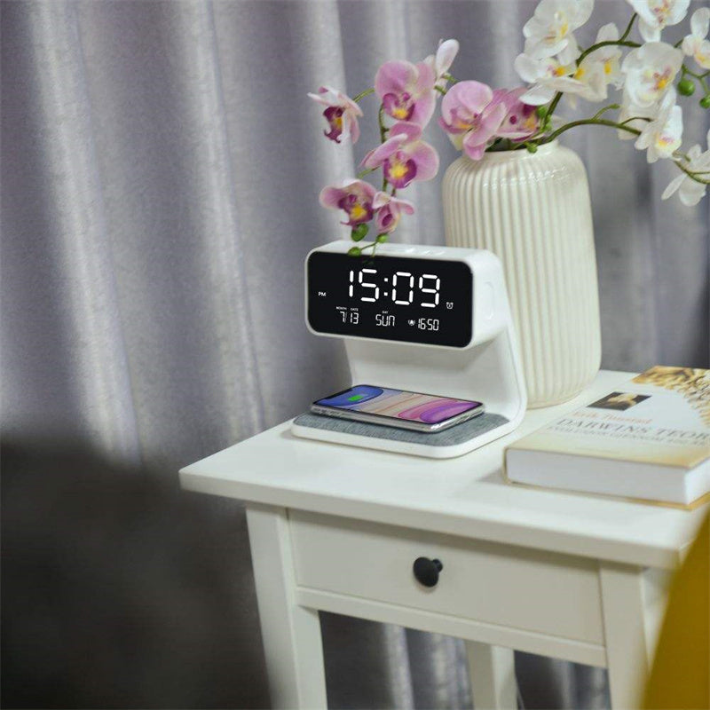 3 In 1 Bedside Lamp Wireless Charging LCD Screen Alarm Clock