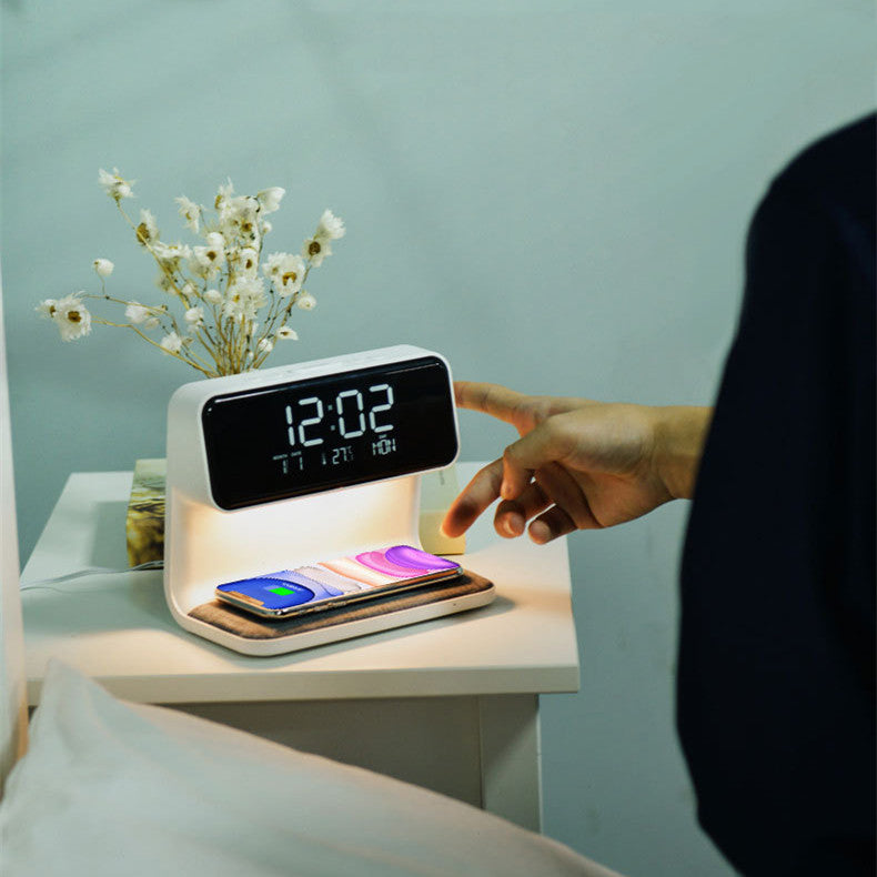 3 In 1 Bedside Lamp Wireless Charging LCD Screen Alarm Clock